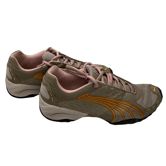 Puma Tan Pink Mesh Running Sneakers Sz 10 Preowned - Picture 2 of 11